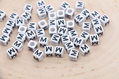 Cube Letter M Beads, Square Letter M Beads, Individual Letter Beads, Single Letter Slider Beads, Name Initial Beads, Size 6mm