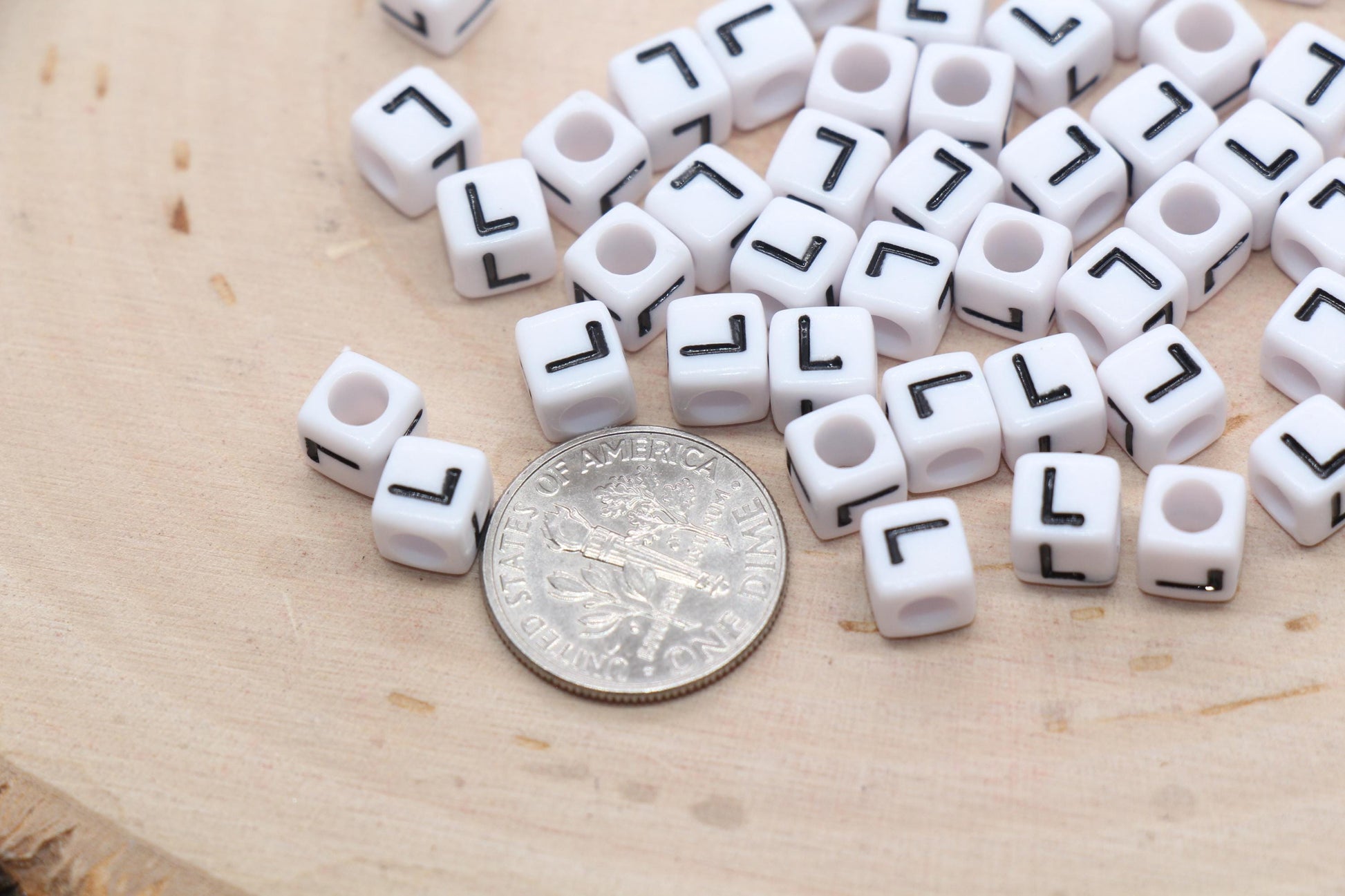 Cube Letter L Beads, Square Letter L Beads, Individual Letter Beads, Single Letter Slider Beads, Name Initial Beads, Size 6mm