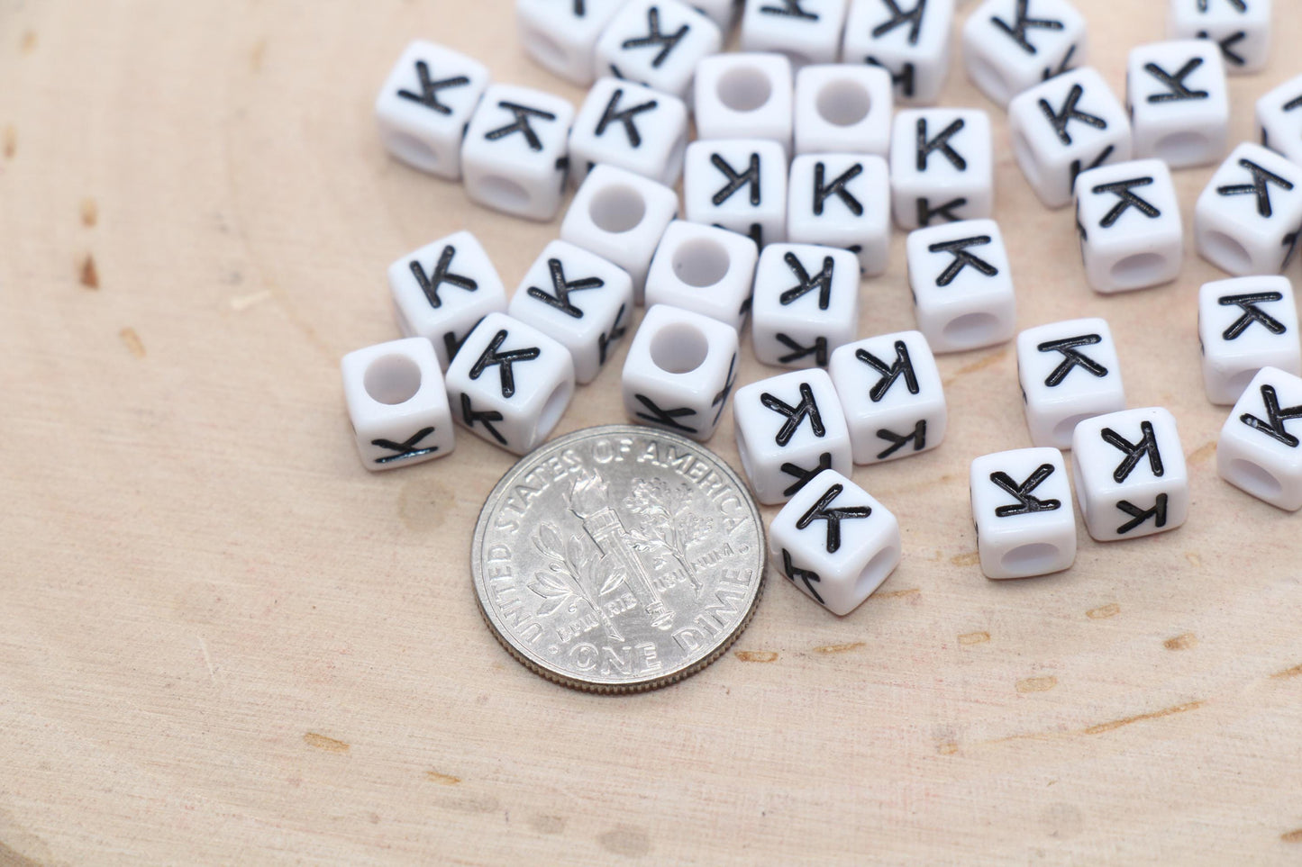 Cube Letter K Beads, Square Letter K Beads, Individual Letter Beads, Single Letter Slider Beads, Name Initial Beads, Size 6mm