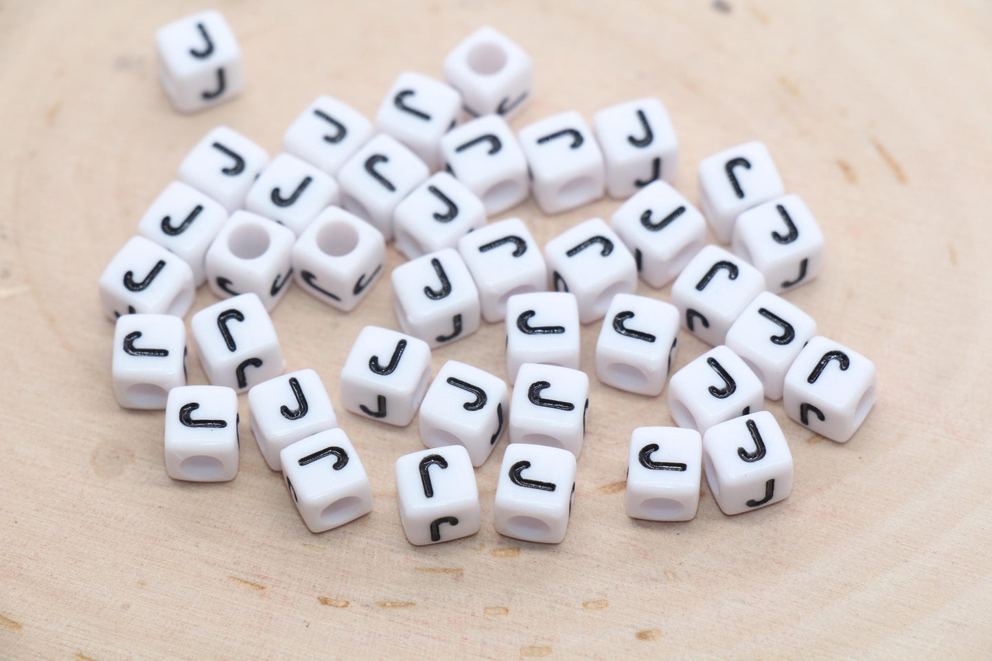 Cube Letter J Beads, Square Letter J Beads, Individual Letter Beads, Single Letter Slider Beads, Name Initial Beads, Size 6mm