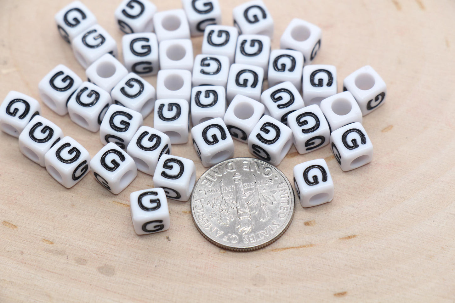 Cube Letter G Beads, Square Letter G Beads, Individual Letter Beads, Single Letter Slider Beads, Name Initial Beads, Size 6mm