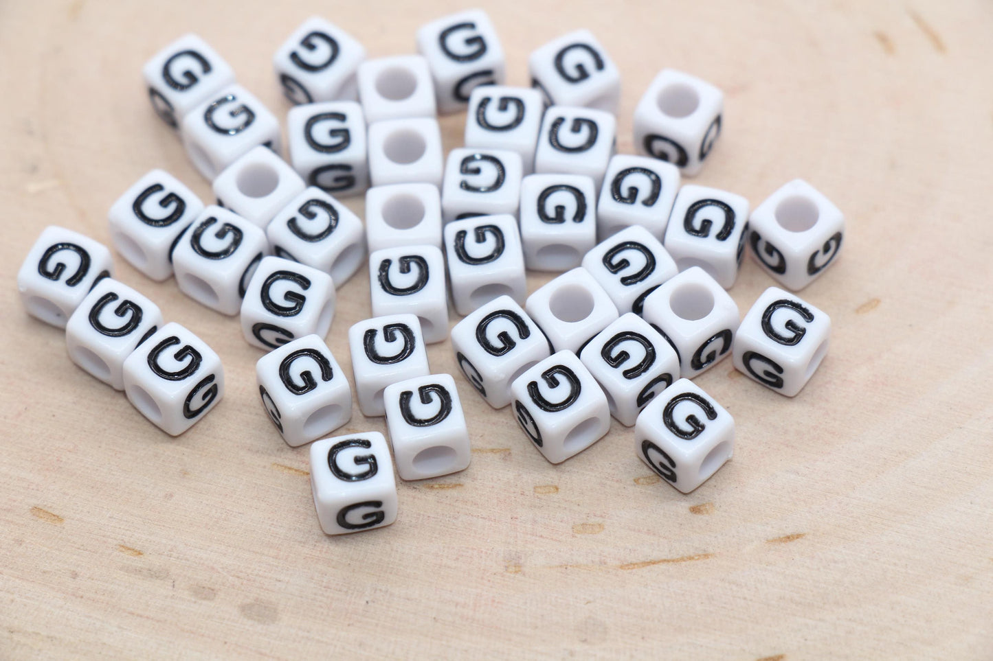 Cube Letter G Beads, Square Letter G Beads, Individual Letter Beads, Single Letter Slider Beads, Name Initial Beads, Size 6mm