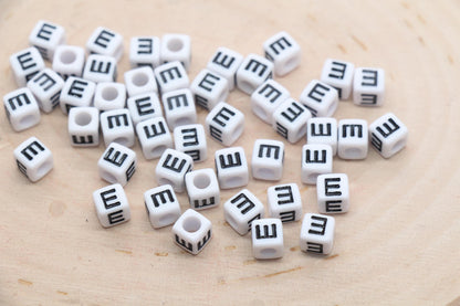 Cube Letter E Beads, Square Letter E Beads, Individual Letter Beads, Single Letter Slider Beads, Name Initial Beads, Size 6mm