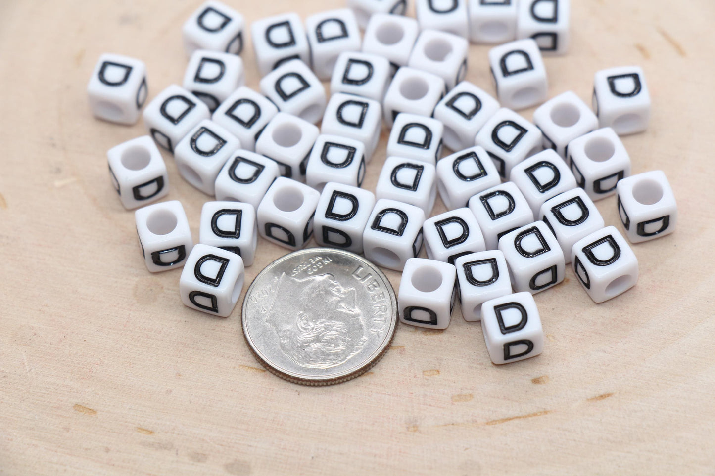 Cube Letter D Beads, Square Letter D Beads, Individual Letter Beads, Single Letter Slider Beads, Name Initial Beads, Size 6mm