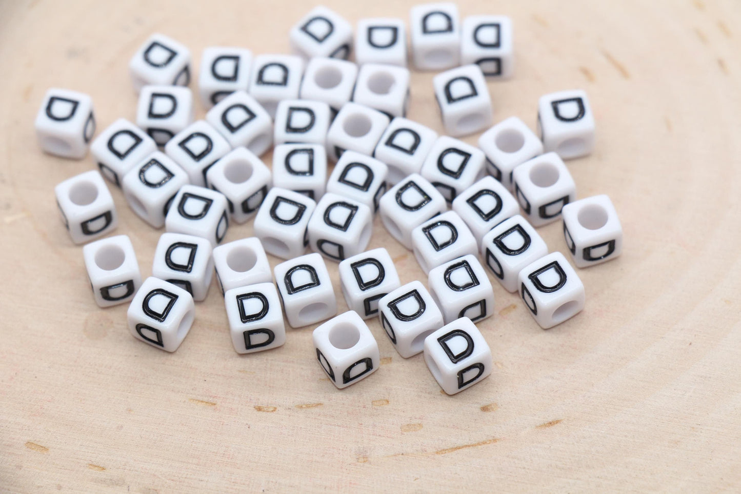 Cube Letter D Beads, Square Letter D Beads, Individual Letter Beads, Single Letter Slider Beads, Name Initial Beads, Size 6mm