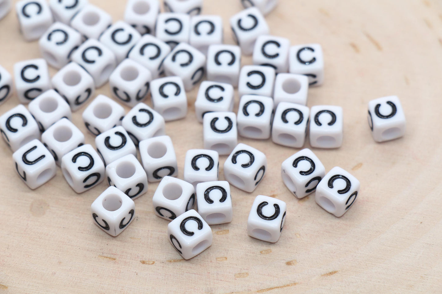 Cube Letter C Beads, Square Letter C Beads, Individual Letter Beads, Single Letter Slider Beads, Name Initial Beads, Size 6mm