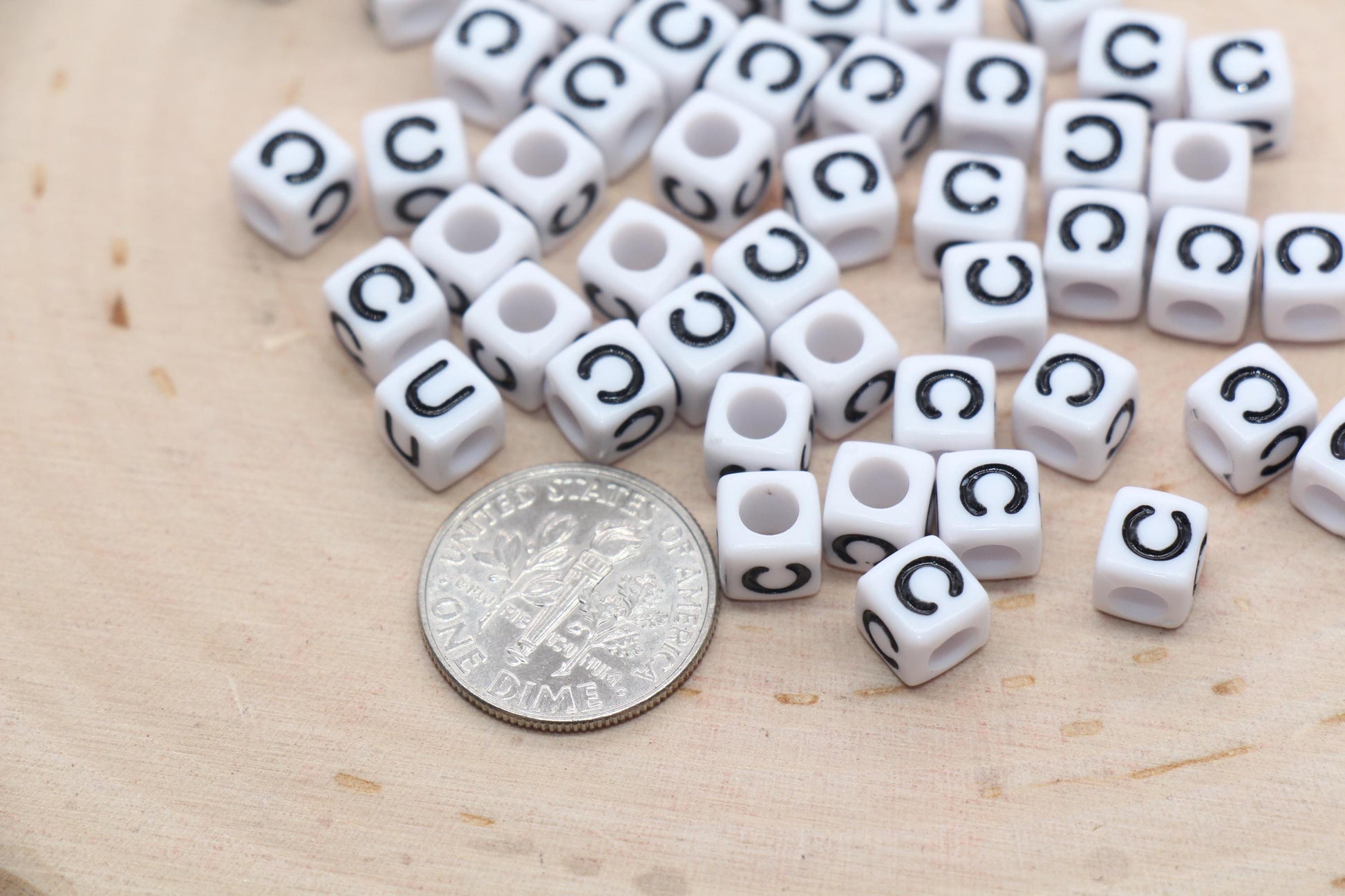 Cube Letter C Beads, Square Letter C Beads, Individual Letter Beads, Single Letter Slider Beads, Name Initial Beads, Size 6mm