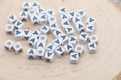 Cube Letter A Beads, Square Letter A Beads, Individual Letter Beads, Single Letter Slider Beads, Name Initial Beads, Size 6mm