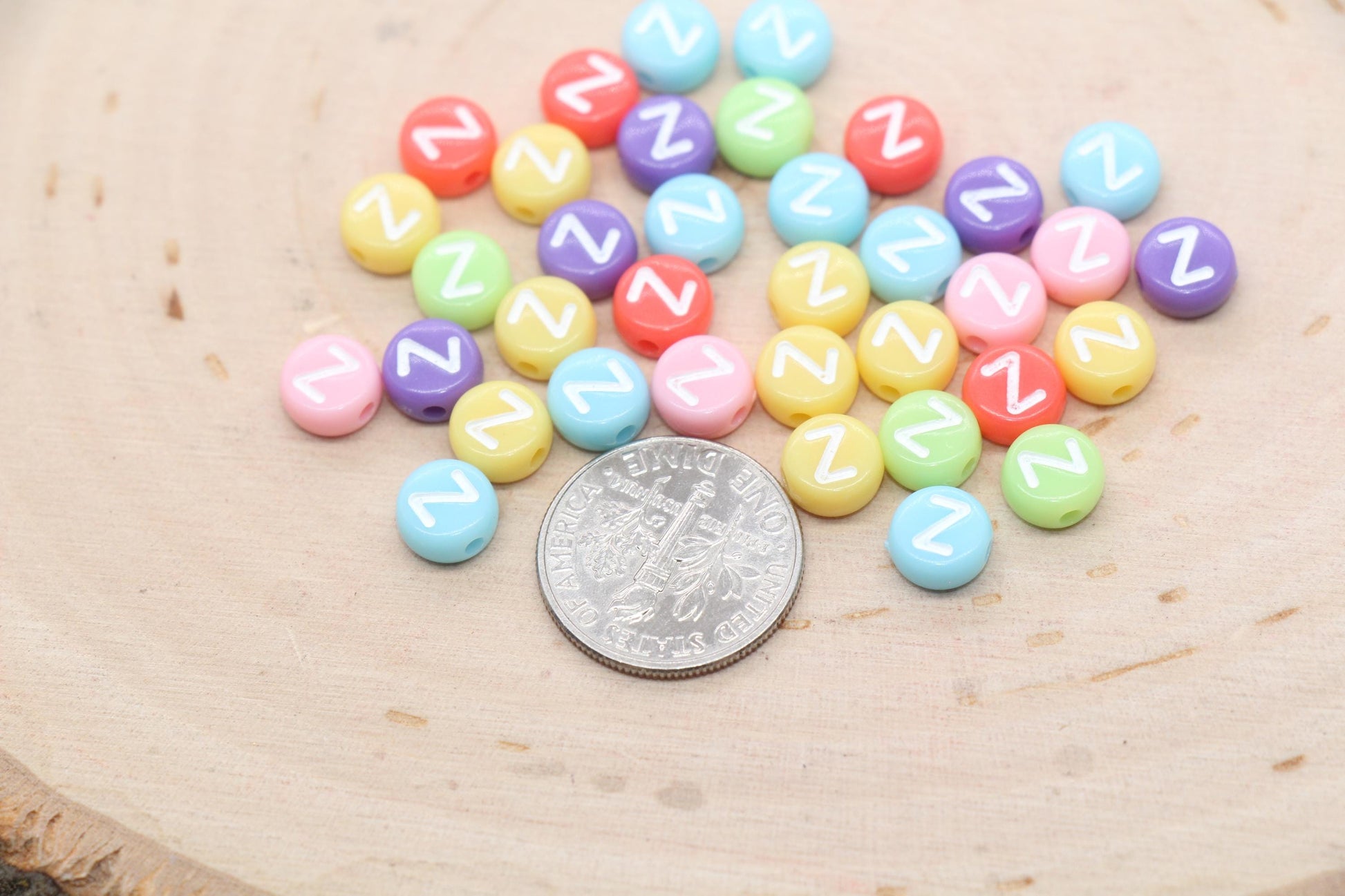 Letter Z Beads, Pastel Mix Alphabet Letter Beads, Individual Letter Beads, Single Letter Beads, Name Initial Beads, Size 7mm