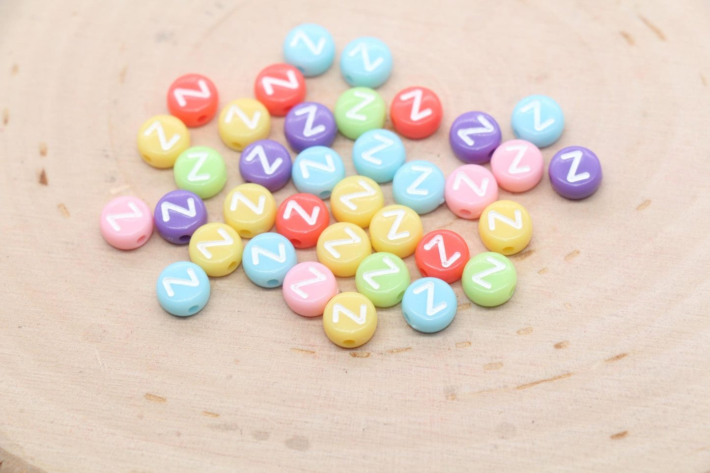 Letter Z Beads, Pastel Mix Alphabet Letter Beads, Individual Letter Beads, Single Letter Beads, Name Initial Beads, Size 7mm