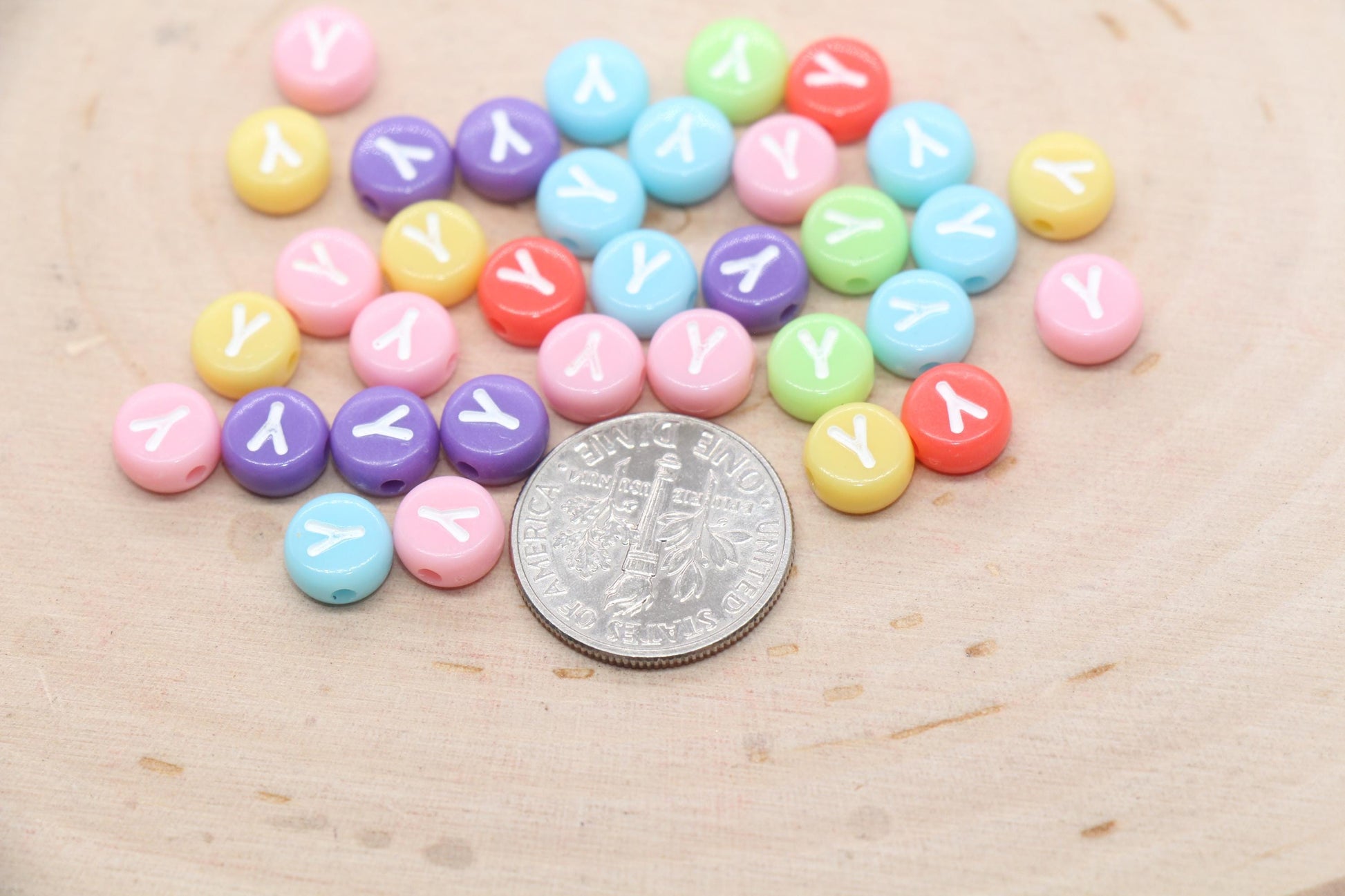 Letter Y Beads, Pastel Mix Alphabet Letter Beads, Individual Letter Beads, Single Letter Beads, Name Initial Beads, Size 7mm