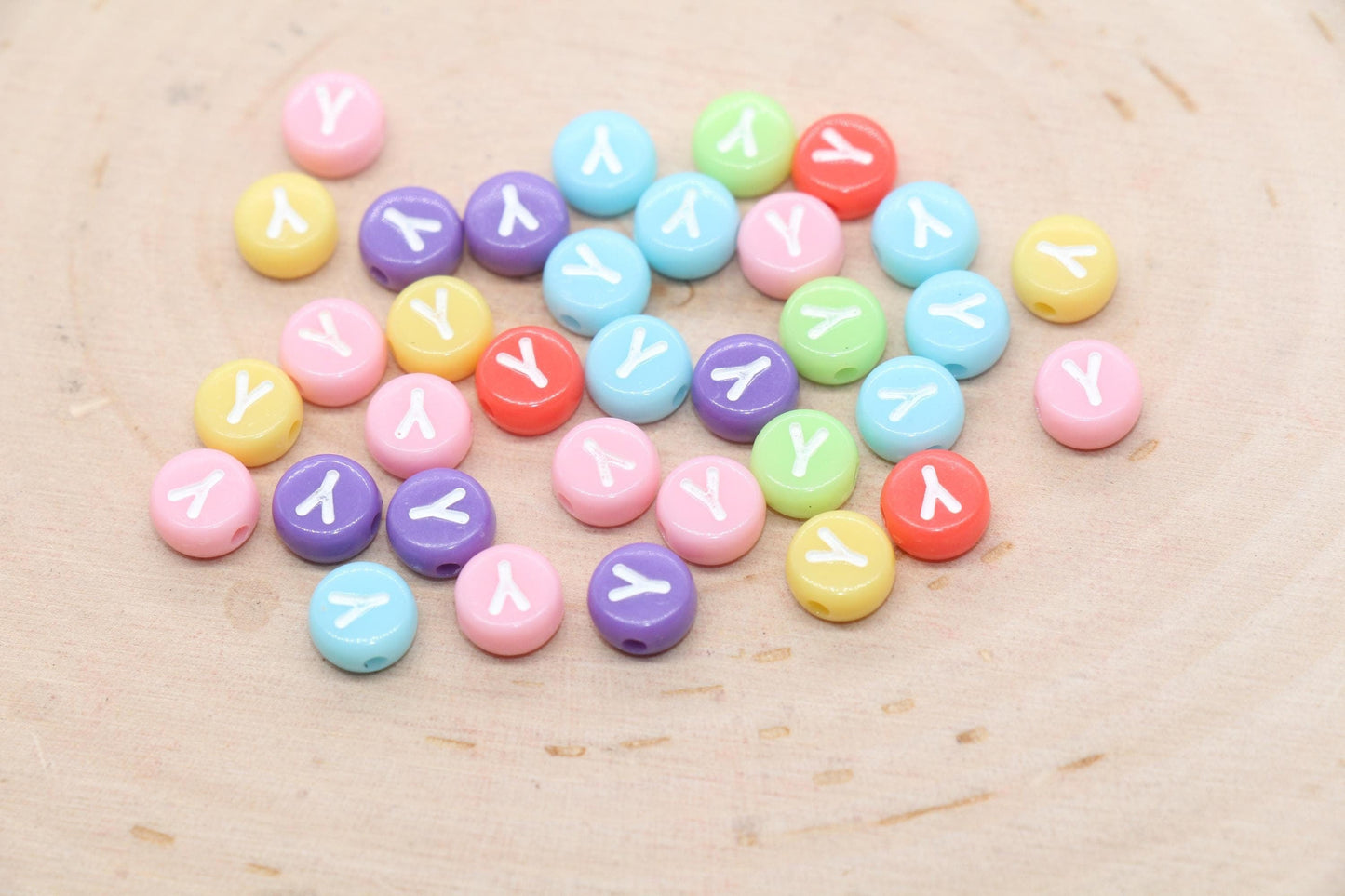 Letter Y Beads, Pastel Mix Alphabet Letter Beads, Individual Letter Beads, Single Letter Beads, Name Initial Beads, Size 7mm