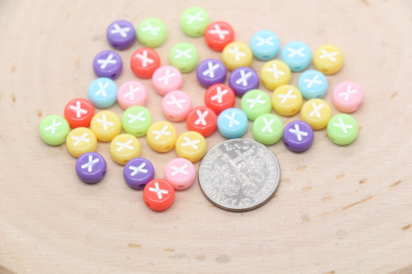 Letter X Beads, Pastel Mix Alphabet Letter Beads, Individual Letter Beads, Single Letter Beads, Name Initial Beads, Size 7mm