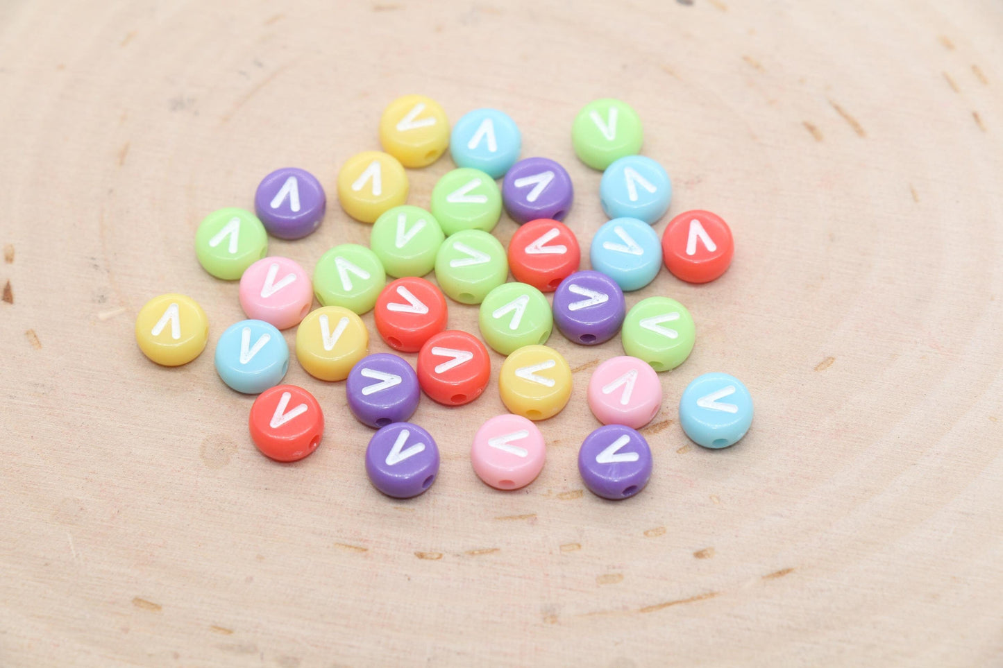 Letter V Beads, Pastel Mix Alphabet Letter Beads, Individual Letter Beads, Single Letter Beads, Name Initial Beads, Size 7mm