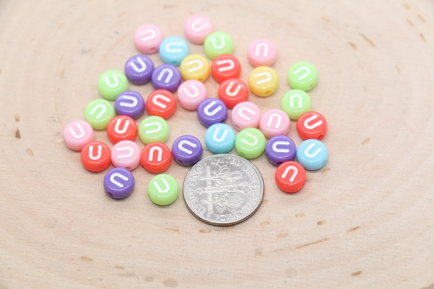 Letter U Beads, Pastel Mix Alphabet Letter Beads, Individual Letter Beads, Single Letter Beads, Name Initial Beads, Size 7mm