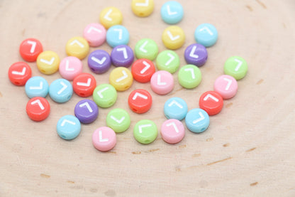 Letter L Beads, Pastel Mix Alphabet Letter Beads, Individual Letter Beads, Single Letter Beads, Name Initial Beads, Size 7mm