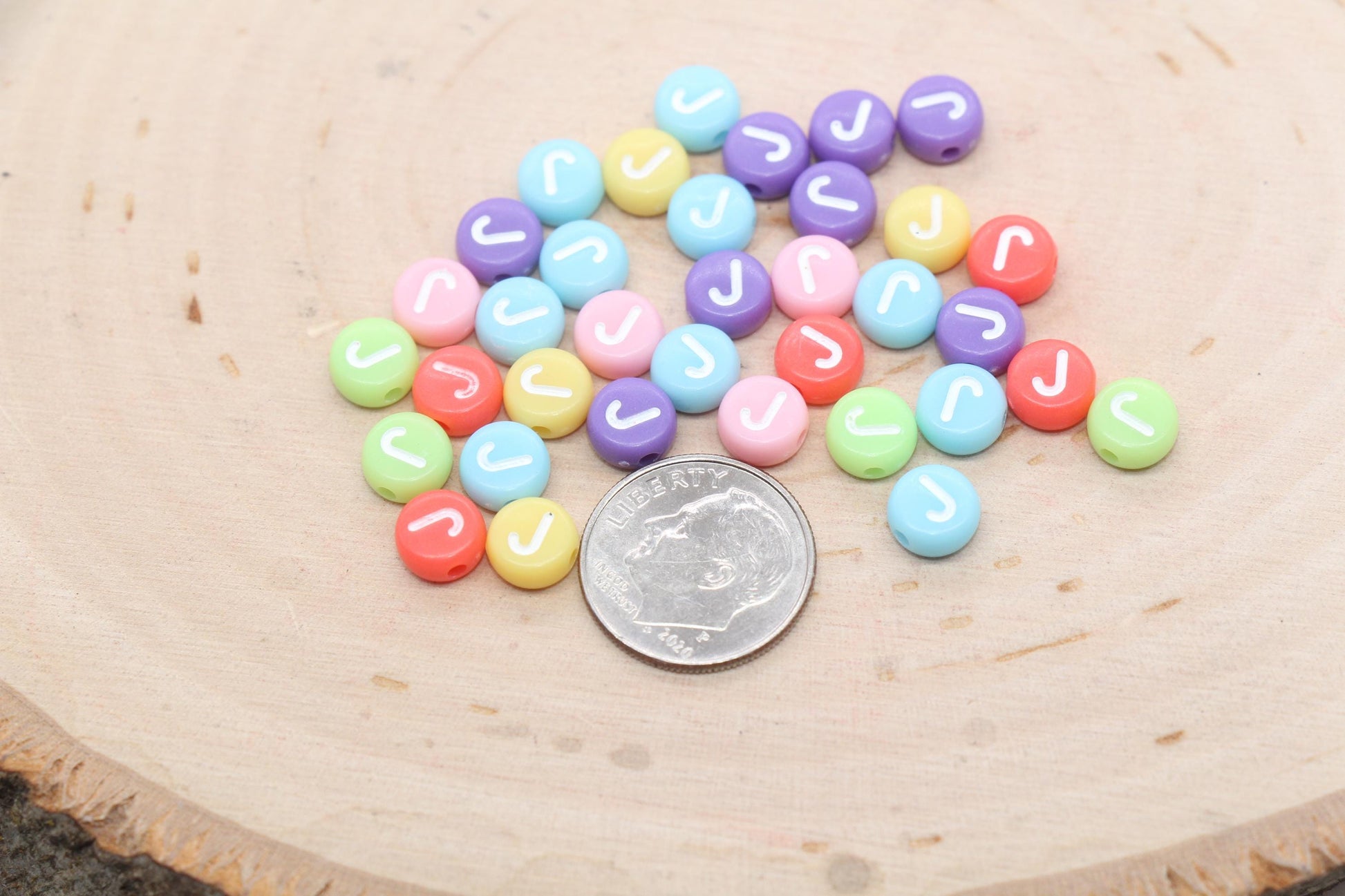 Letter J Beads, Pastel Mix Alphabet Letter Beads, Individual Letter Beads, Single Letter Beads, Name Initial Beads, Size 7mm