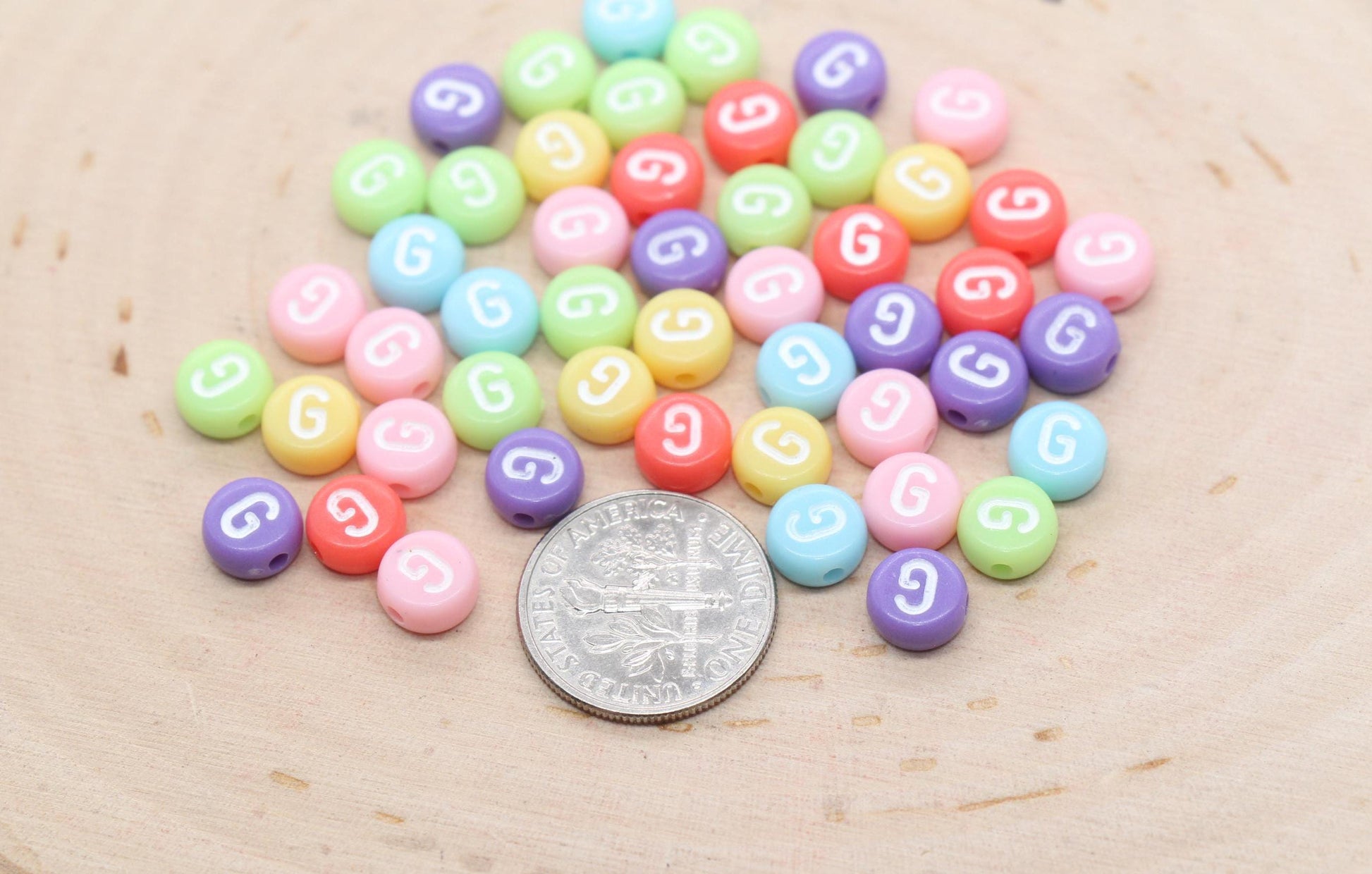 Letter G Beads, Pastel Mix Alphabet Letter Beads, Individual Letter Beads, Single Letter Beads, Name Initial Beads, Size 7mm