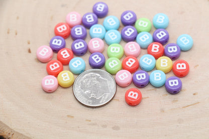 Letter B Beads, Pastel Mix Alphabet Letter Beads, Individual Letter Beads, Single Letter Beads, Name Initial Beads, Size 7mm