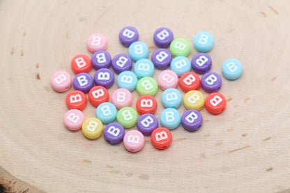 Letter B Beads, Pastel Mix Alphabet Letter Beads, Individual Letter Beads, Single Letter Beads, Name Initial Beads, Size 7mm