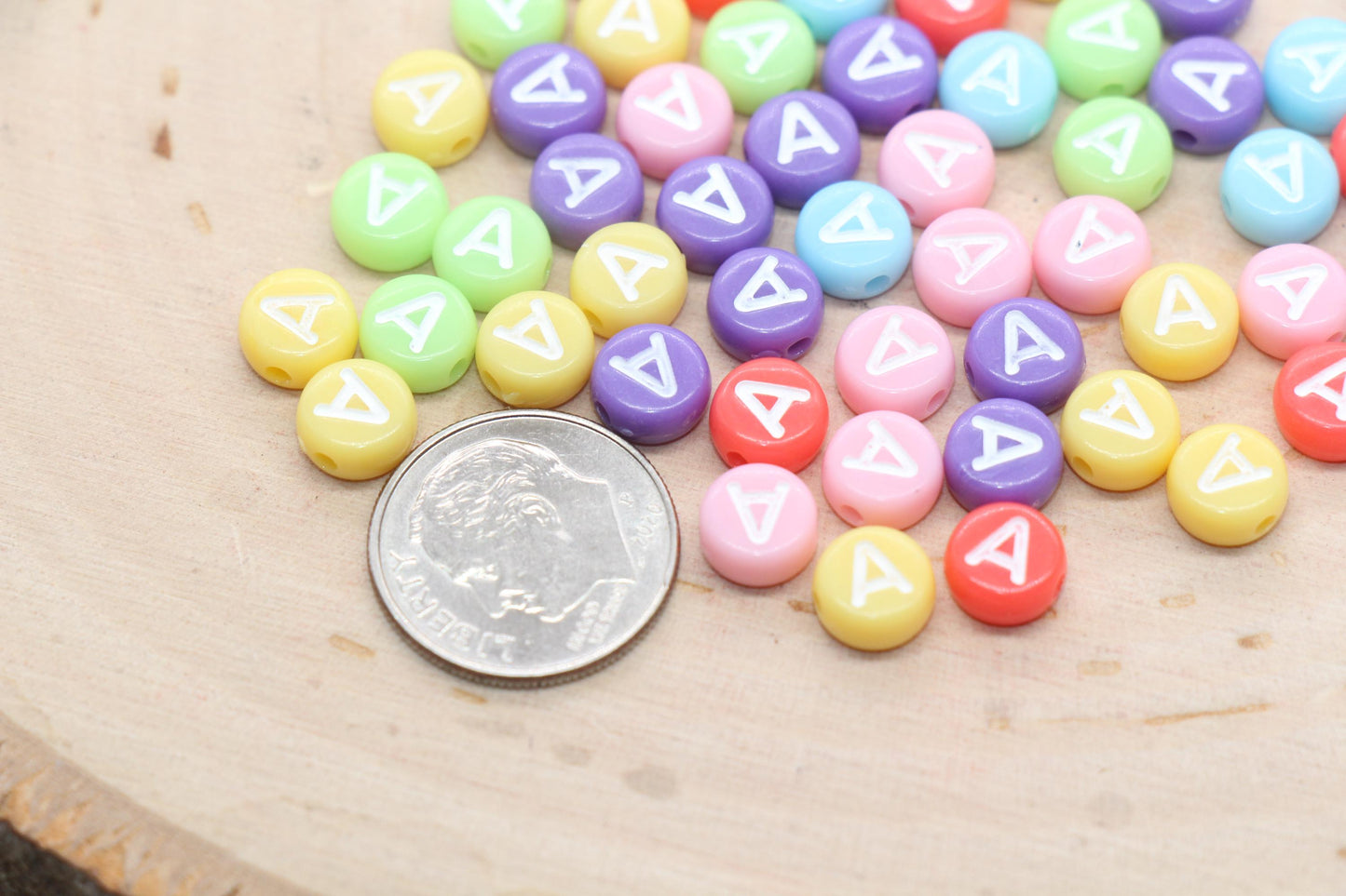 Letter A Beads, Pastel Mix Alphabet Letter Beads, Individual Letter Beads, Single Letter Beads, Name Initial Beads, Size 7mm