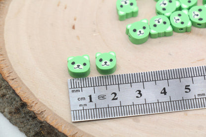 Green Bear Polymer Clay Beads, Dog Clay Beads, Animal Themed Beads, Jewelry Beads, Bead for Bracelet #606