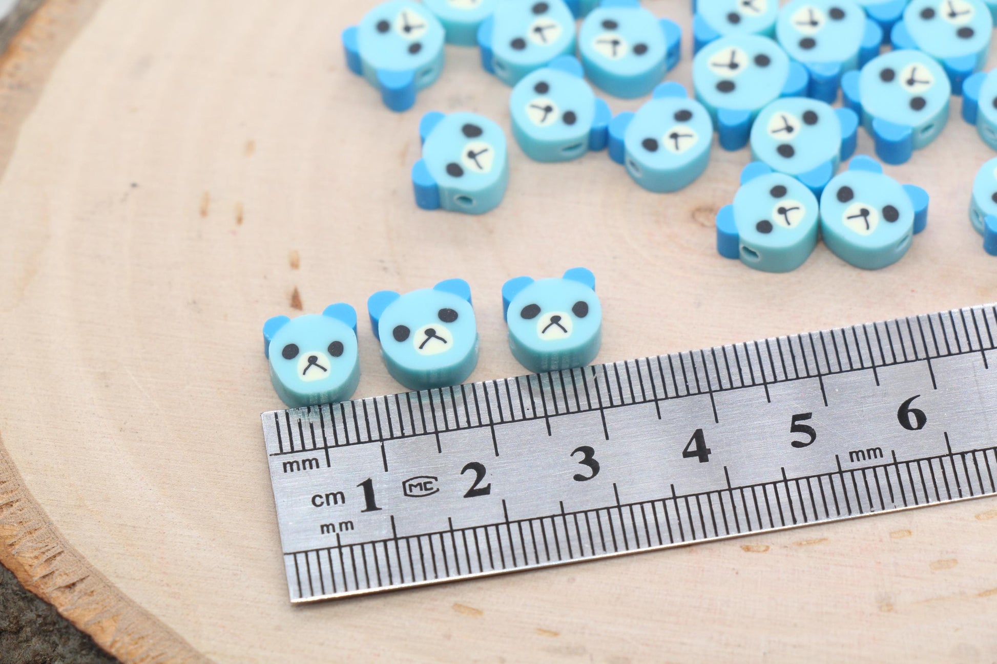 Blue Bear Polymer Clay Beads, Dog Clay Beads, Animal Themed Beads, Jewelry Beads, Bead for Bracelet #607