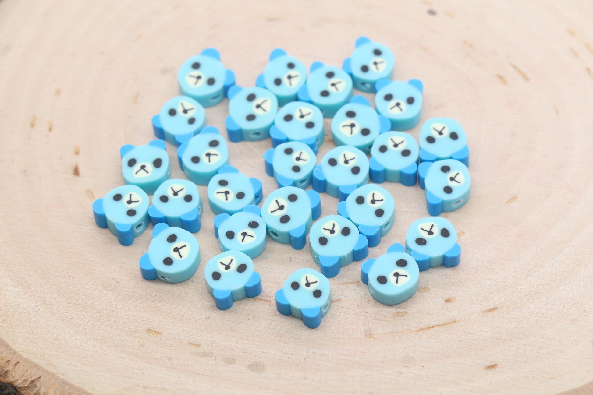 Blue Bear Polymer Clay Beads, Dog Clay Beads, Animal Themed Beads, Jewelry Beads, Bead for Bracelet #607