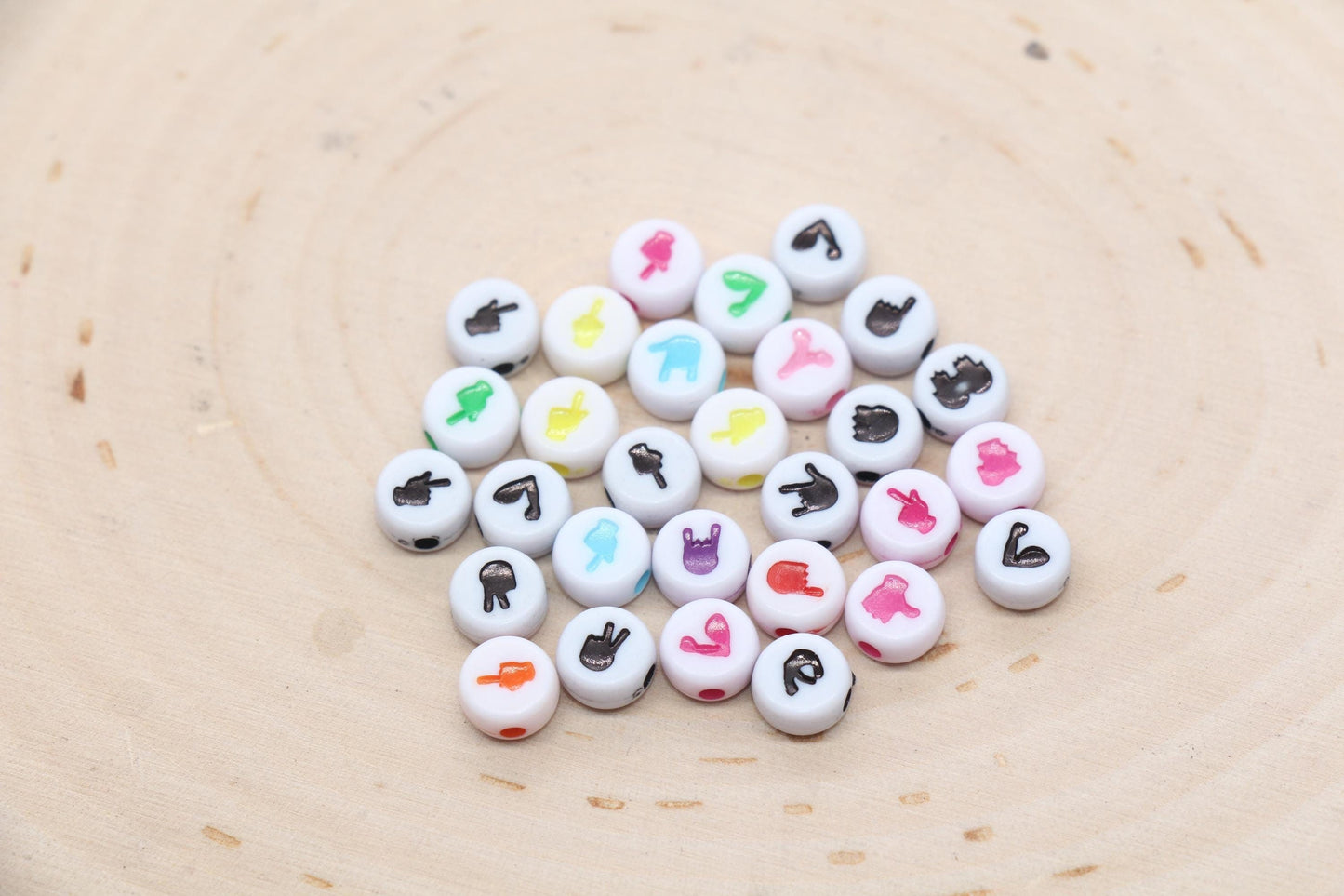 Mix Hand Beads, Multicolor Beads and Black Beads, Acrylic Hand beads, Beads for Bracelets, Kid Craft Beads, Size 7mm #3277 #3278