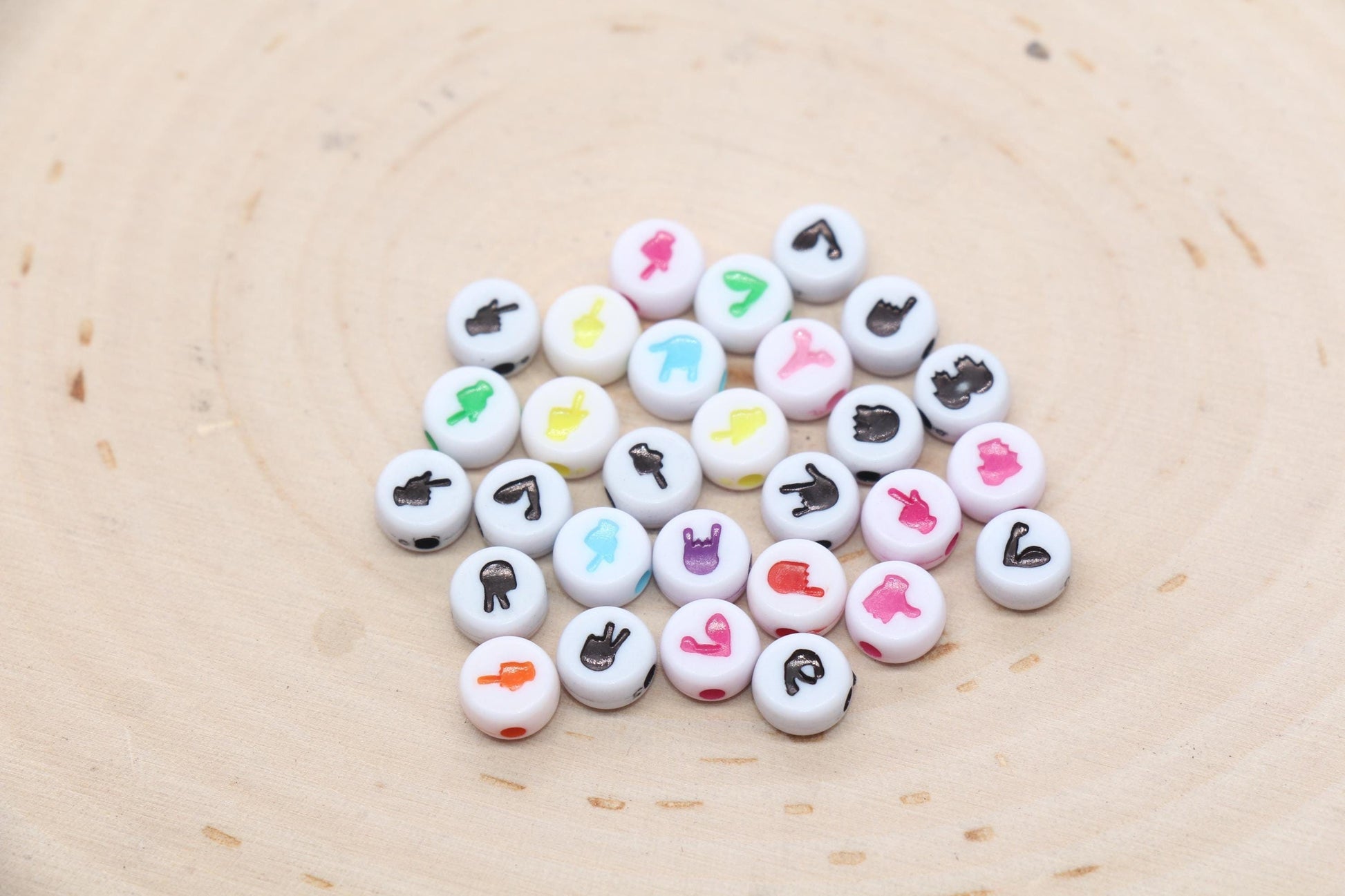 Mix Hand Beads, Multicolor Beads and Black Beads, Acrylic Hand beads, Beads for Bracelets, Kid Craft Beads, Size 7mm #3277 #3278