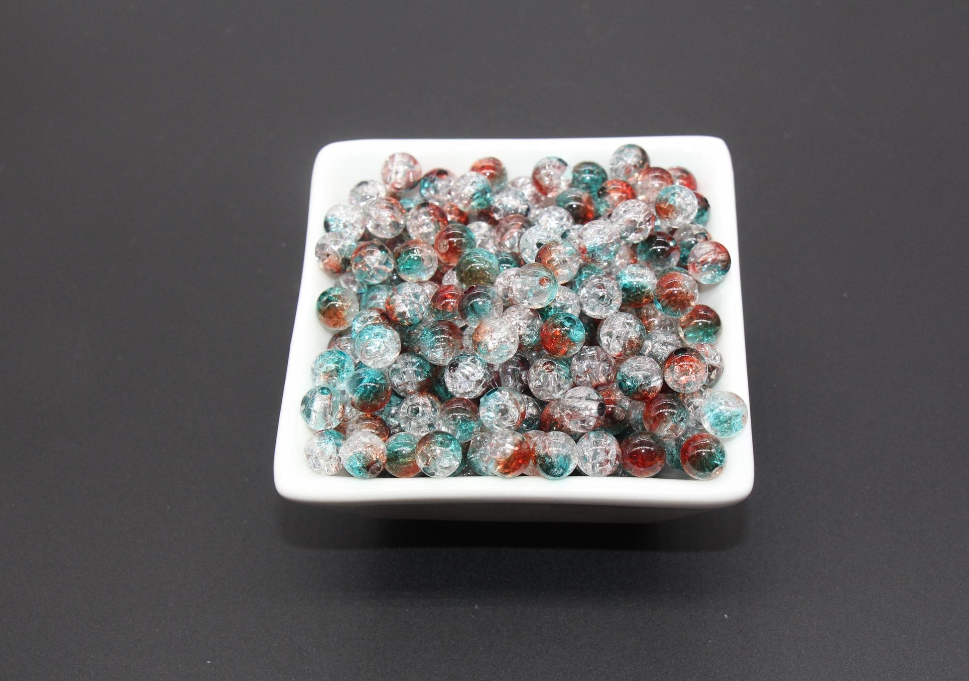 8mm Brown and Blue Ombre Crackle Beads, Acrylic Crackle Loose Beads, Bubblegum Beads, Chunky Beads, Crackle Beads #3297