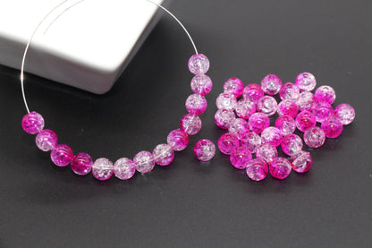 8mm Pink and Orange Ombre Crackle Beads, Acrylic Crackle Loose Beads, Bubblegum Beads, Chunky Beads, Crackle Beads #3302