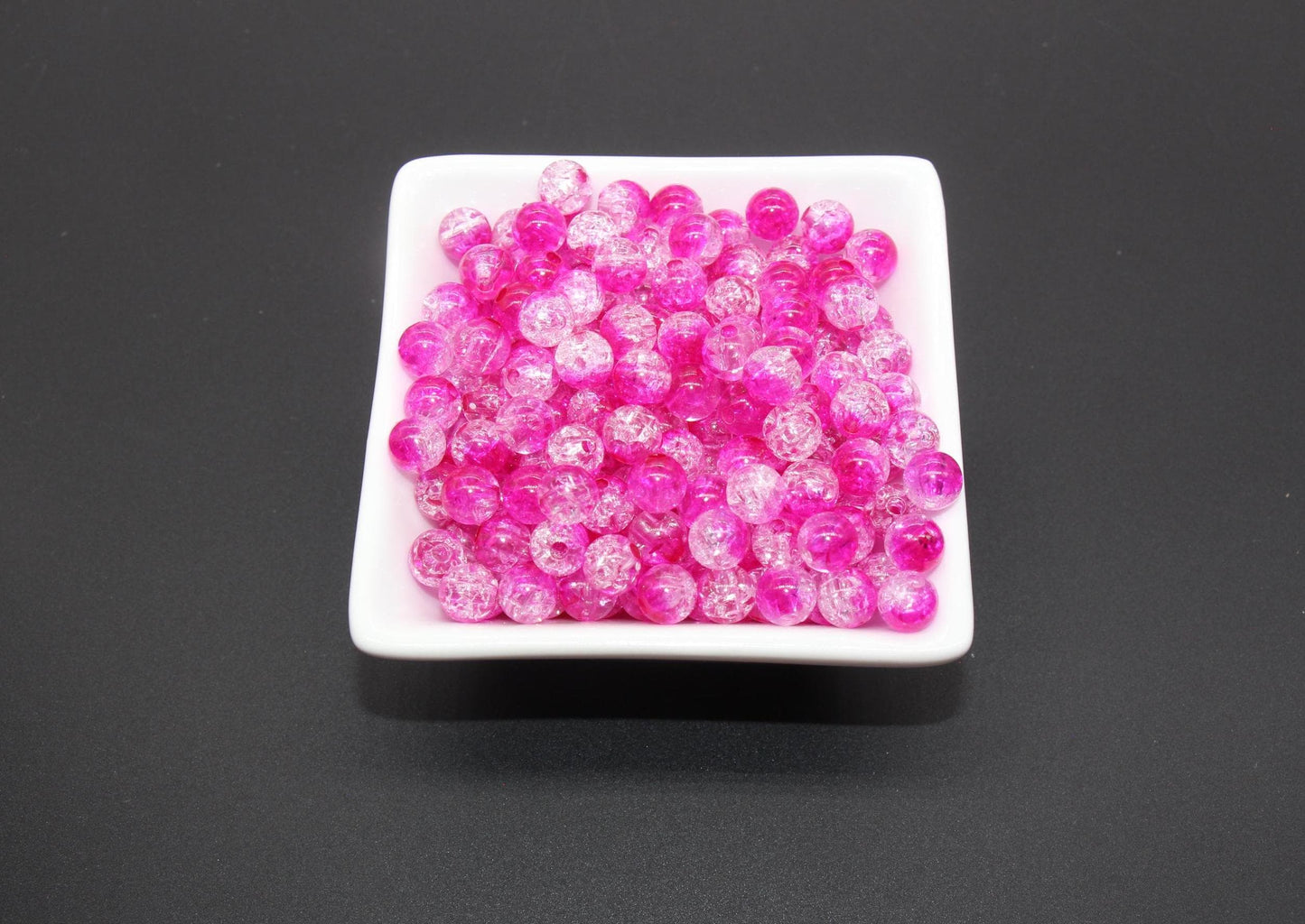 8mm Pink and Orange Ombre Crackle Beads, Acrylic Crackle Loose Beads, Bubblegum Beads, Chunky Beads, Crackle Beads #3302