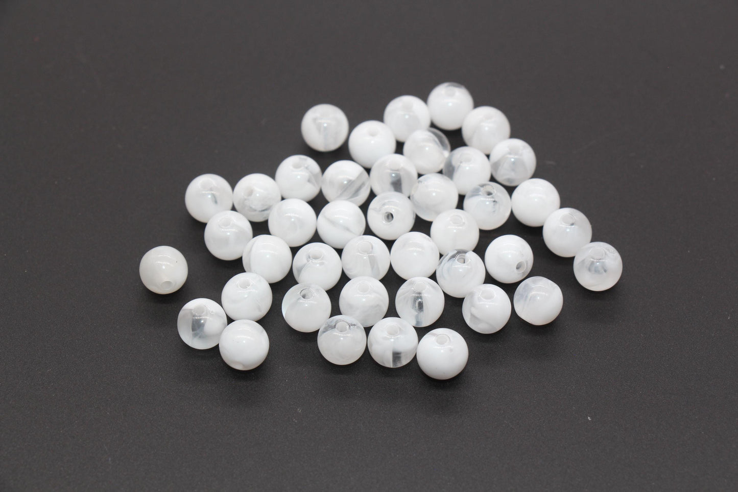 8mm Translucent and White Mix Beads, Acrylic Round Loose Beads, Bubblegum Beads, Chunky Beads, Beads for Bracelet #3307