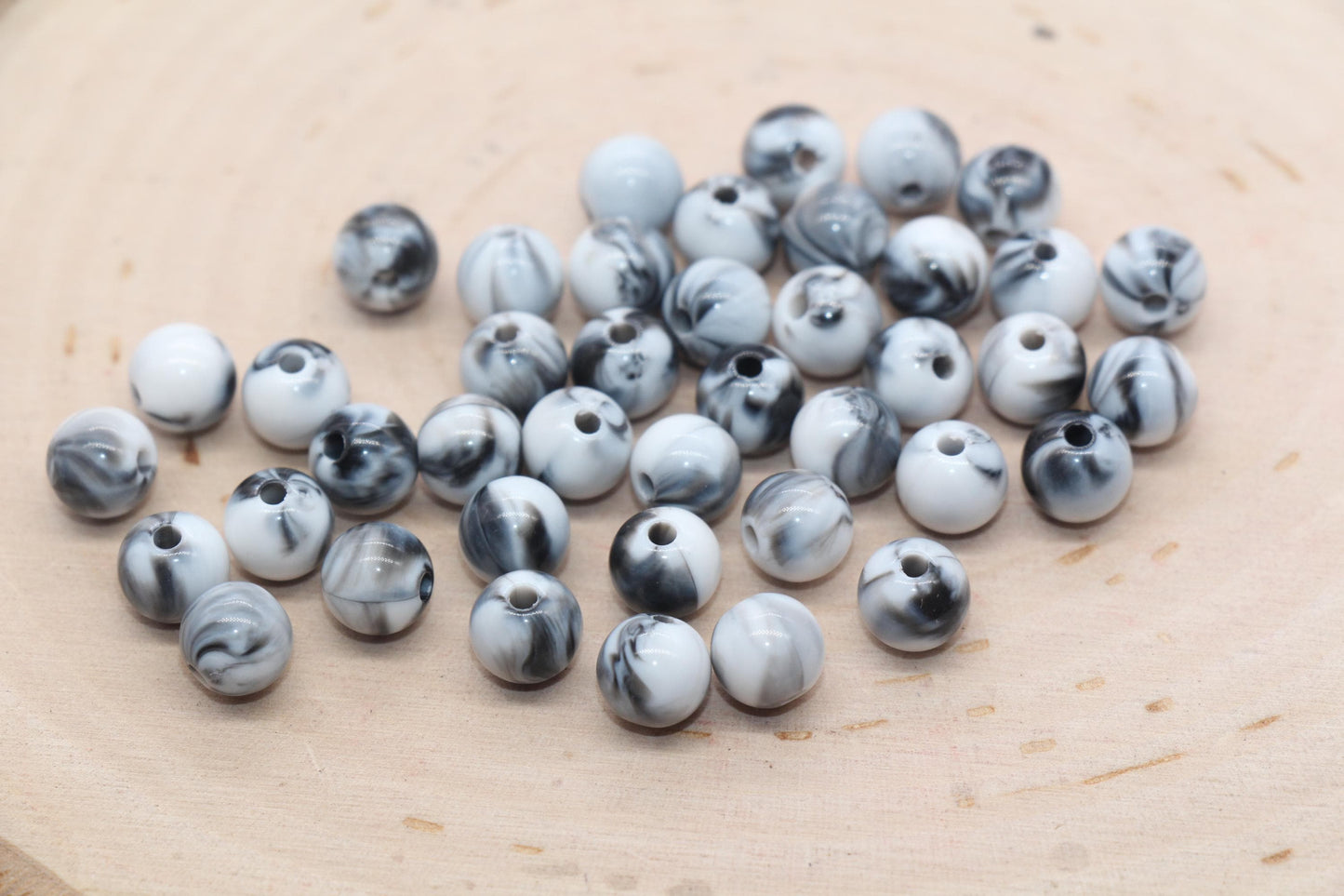 8mm White and black Mix Beads, Acrylic Round Loose Beads, Bubblegum Beads, Chunky Beads, Beads for Bracelet #3309