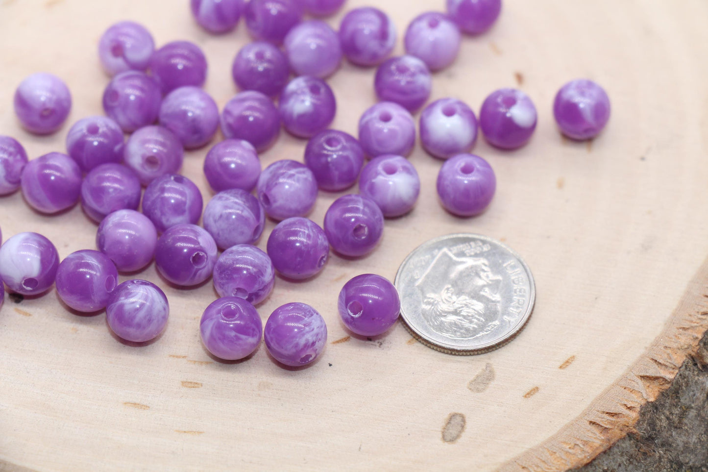 8mm Purple and White Mix Beads, Acrylic Round Loose Beads, Bubblegum Beads, Chunky Beads, Beads for Bracelet #3312