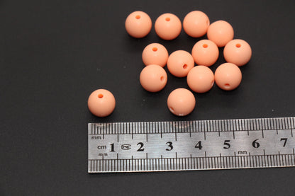 10mm Matte Dark Peach Orange Gumball Beads, Round Acrylic Loose Beads, Frosted Peach Bubblegum Beads, Chunky Beads, Round Beads #3318