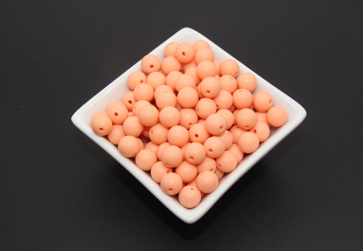 round shape size 10mm matte finished gumball beads in dark peach orange color for jewelry making and craft projects, bracelet beads