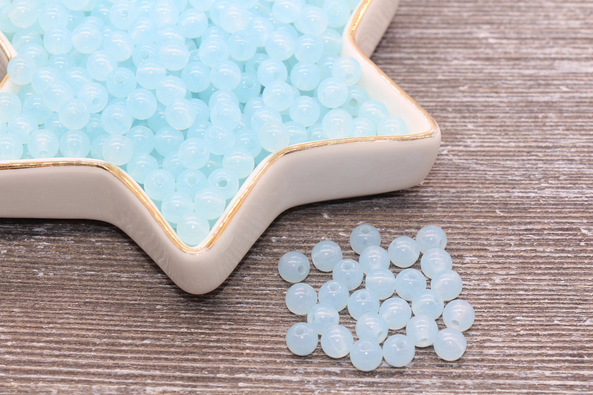 size 6mm round shape baby blue gumball beads for jewelry making or any craft projects.