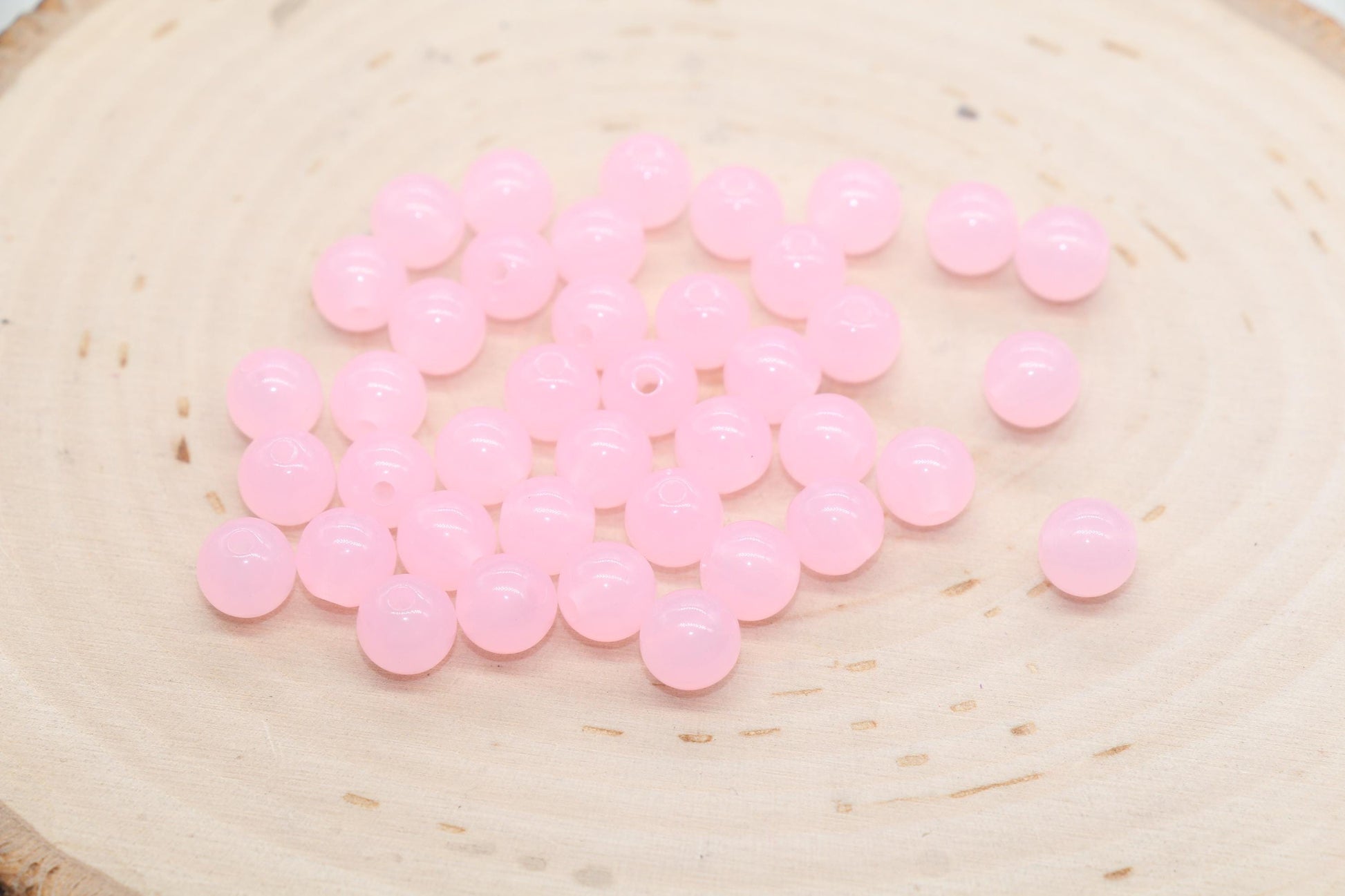 8mm Translucent Rose Pink Gumball Beads, Jelly Pink Beads, Round Acrylic Loose Beads, Bubblegum Beads, Chunky Beads, Plastic Beads #3244