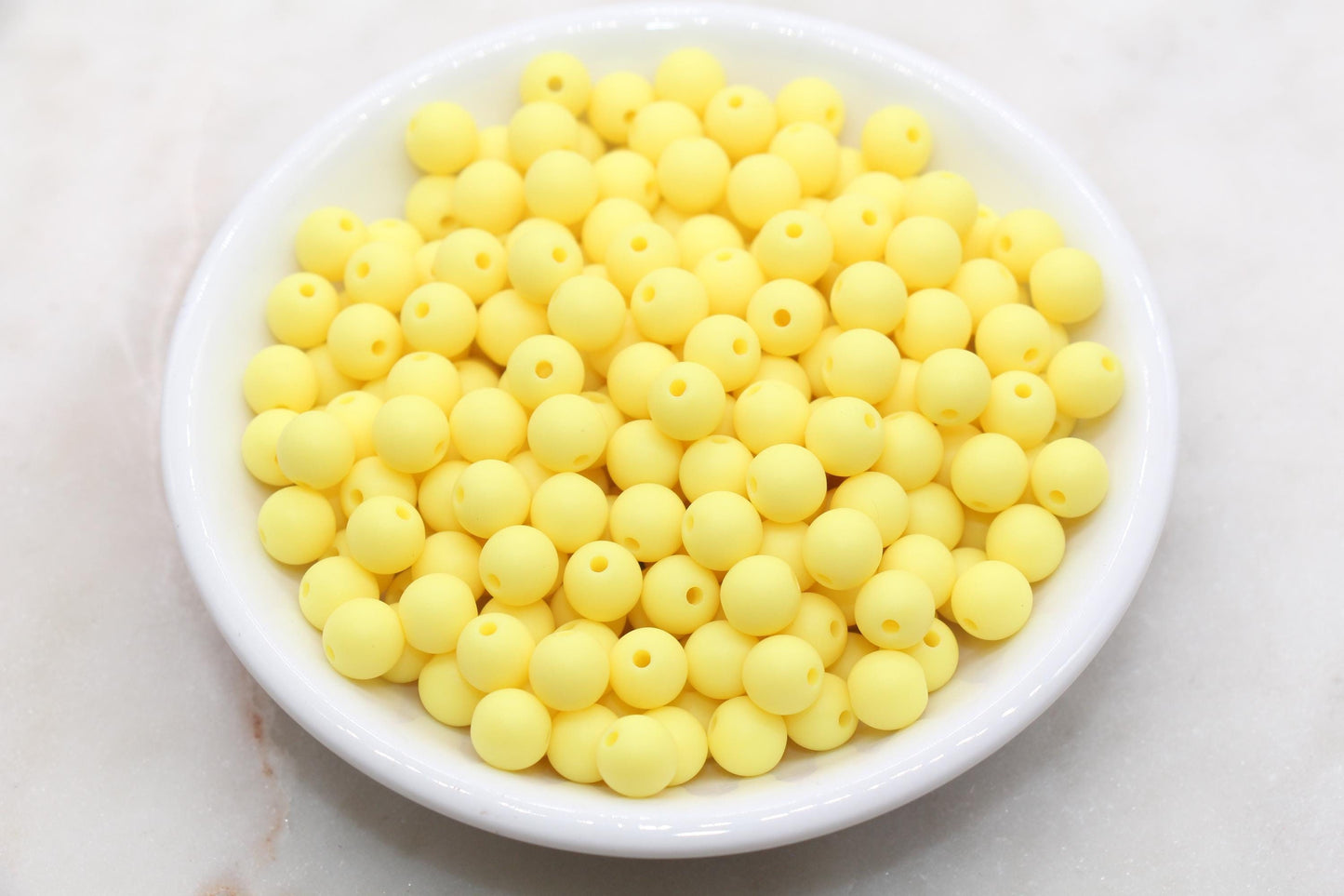 8mm Matte Yellow Round Beads, Acrylic Gumball Bead, Frosted Yellow Round Spacer Beads, Bubblegum Beads, Plastic Round Bead #2603