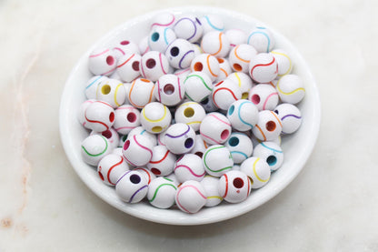 Tennis Ball Beads, Mix Color Tennis Beads, School Sport Ball Beads, Round Bubblegum Beads, Chunky Beads, Bracelet Beads #3248