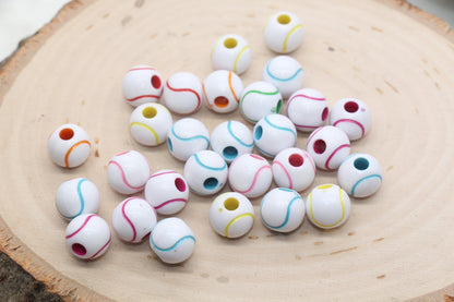 Tennis Ball Beads, Mix Color Tennis Beads, School Sport Ball Beads, Round Bubblegum Beads, Chunky Beads, Bracelet Beads #3248