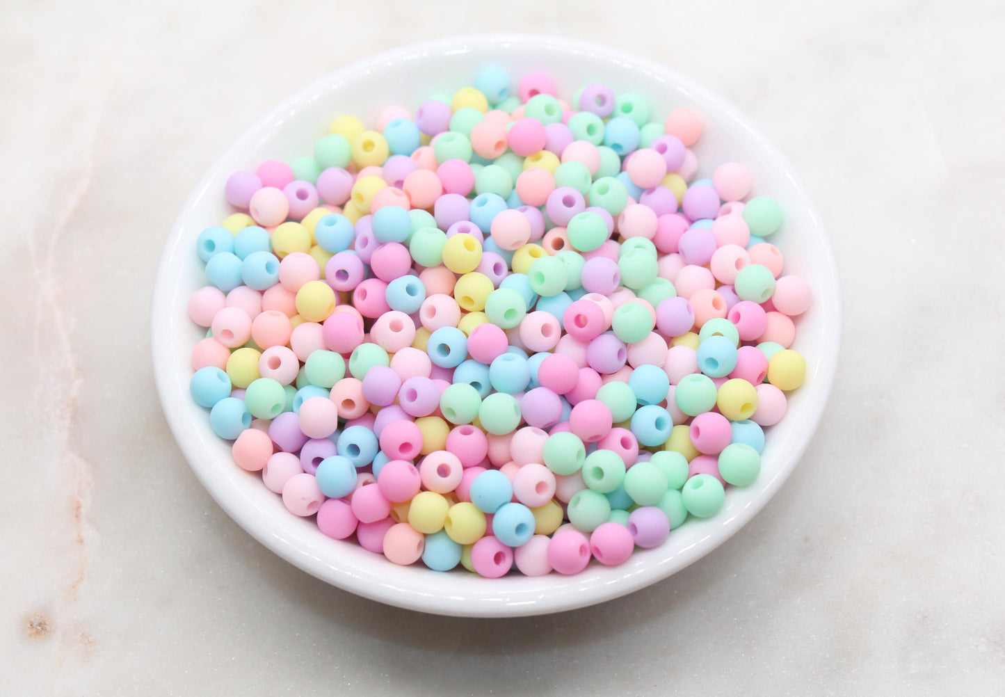 6mm Matte Pastel Multicolor Beads, Round Acrylic Loose Beads, Frosted Bubblegum Beads, Chunky Beads, Round Plastic Beads #579