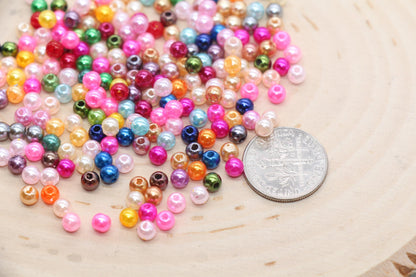 4mm Mix Faux Pearl Beads, Multicolor Faux Pearl Gumball Beads, Imitation Pearl Beads, Chunky Beads, Round Spacer Beads, Bracelet Beads #3249