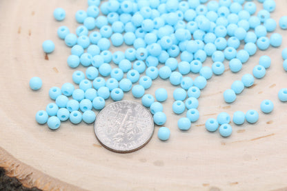 4mm Blue Round Beads, Acrylic Gumball Beads, Blue Round Spacer Beads, Bubblegum Beads, Plastic Round Smooth Bead #3250