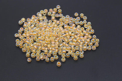 GLOW Glass Beads, 4mm Size 6/0 Glass Beads, Glow in Dark Iridescent Beads with Orange Lining Beads, Rocailles Beads, Beading Supplies #3321