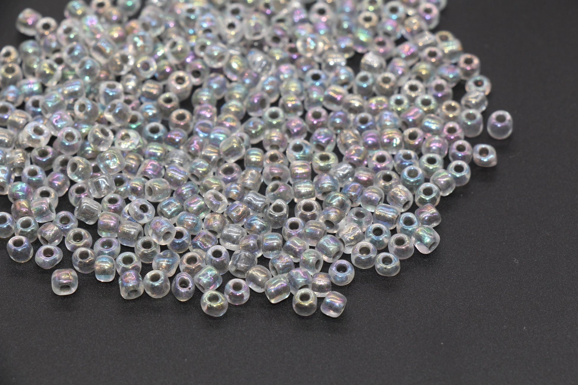 GLOW Glass Beads, 4mm Size 6/0 Glass Beads, Glow in Dark Iridescent Beads with Black Lining Beads, Rocailles Beads, Beading Supplies #3322