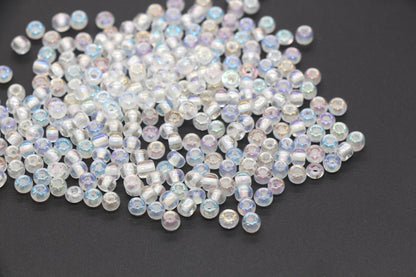 GLOW Glass Beads, 4mm 6/0 Glass Beads, Glow in Dark Iridescent Beads with White Lining Beads, Rocailles Beads, Beading Supplies #3327