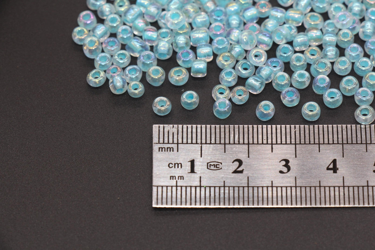 GLOW Glass Beads, 4mm 6/0 Glass Beads, Glow in Dark Iridescent Beads with Blue Lining Beads, Rocailles Beads, Beading Supplies #3331